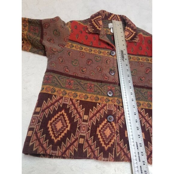 Touch O' Blue Womens Small Brown Embroidered Tapestry Blazer Gotcha Covered - Picture 4 of 5